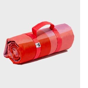 Oligo Picnic Mat Blanket Checkered Pink Orange